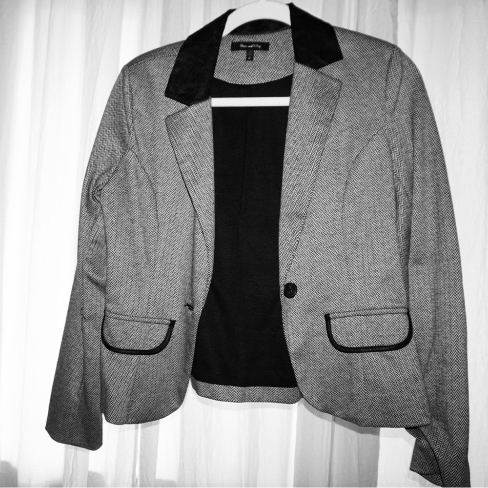 Gray Blazer with Black Accents